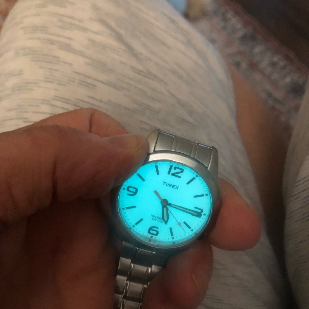 Timex Silver and Blue Analog Watch with Stainless Steel Band